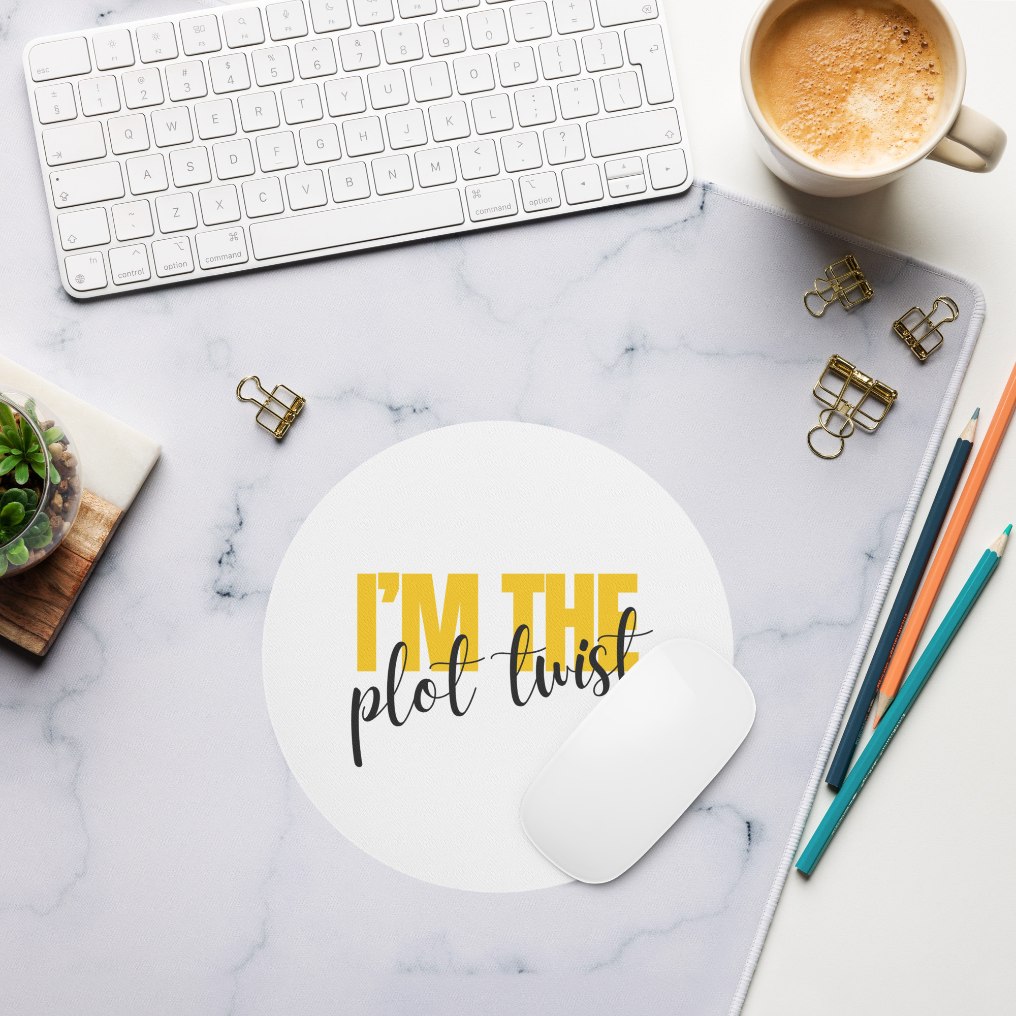 I'M THE PLOT TWIST Round Mouse Pad - Image 2